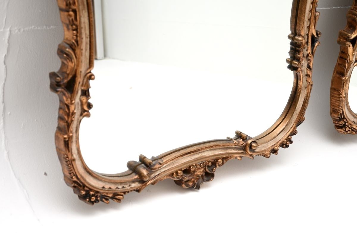 Pair Of Antique French Rococo Style Gilt Wood Mirrors photo vinterior