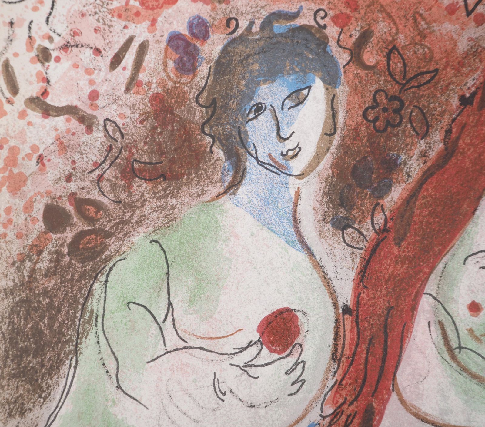 Marc Chagallthe Bible: Adam And Eve The Forbidden Fruit   Original Lithograph (Mourlot #235)1960 photo furniture