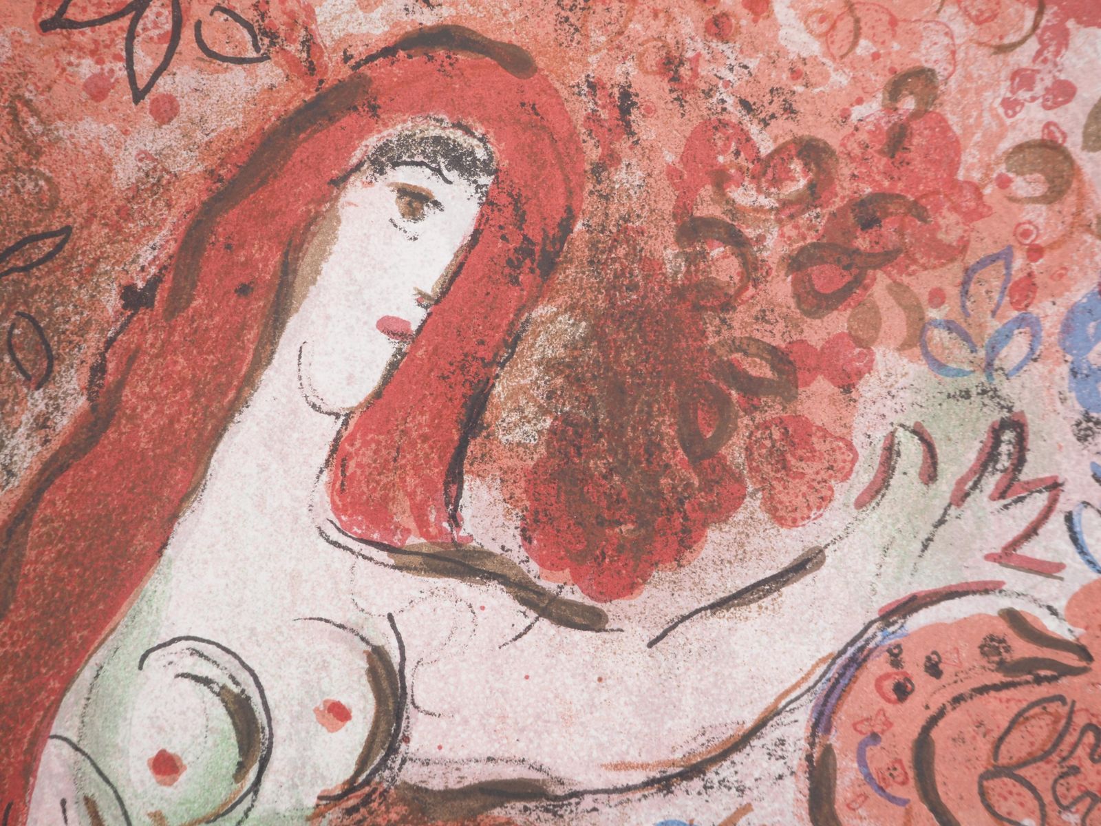 Marc Chagallthe Bible: Adam And Eve The Forbidden Fruit   Original Lithograph (Mourlot #235)1960 photo for sale