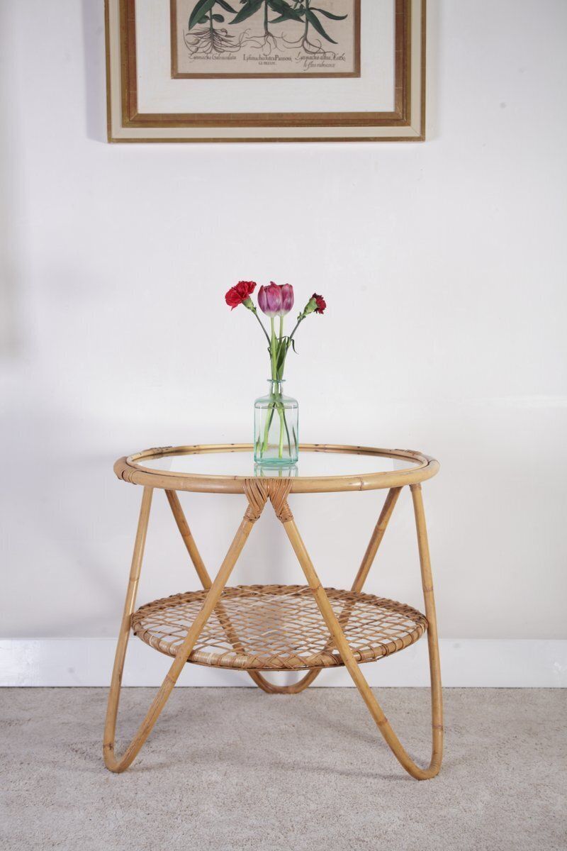 Mid Century Modern Rattan Coffee Table By Alan Fuchs For Uluv, 1960s