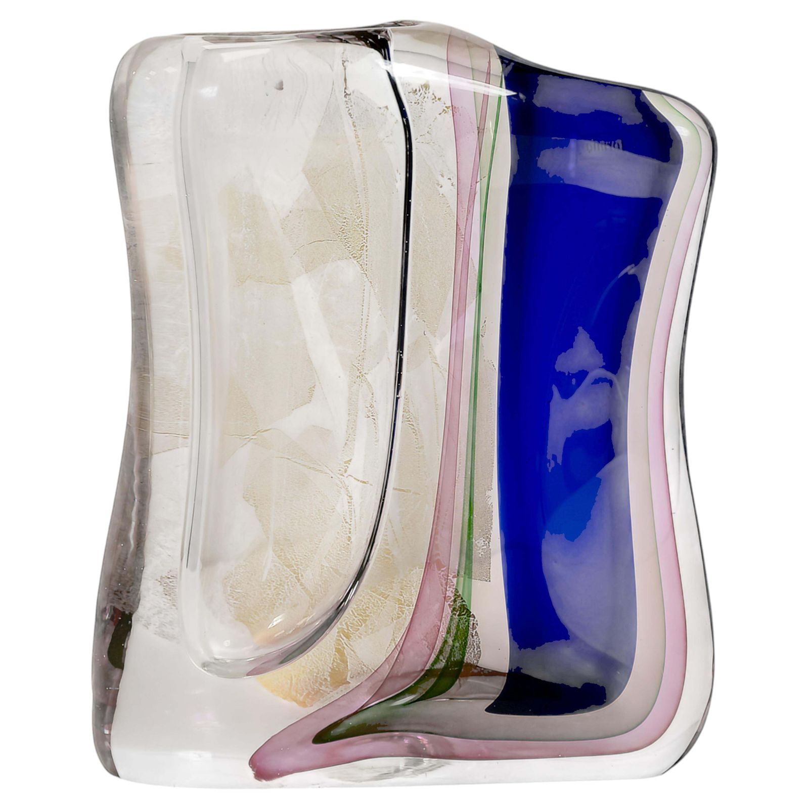 Vintage Italian Handmade Sommerso Murano Glass Vase By Giuliano Mian photo for sale