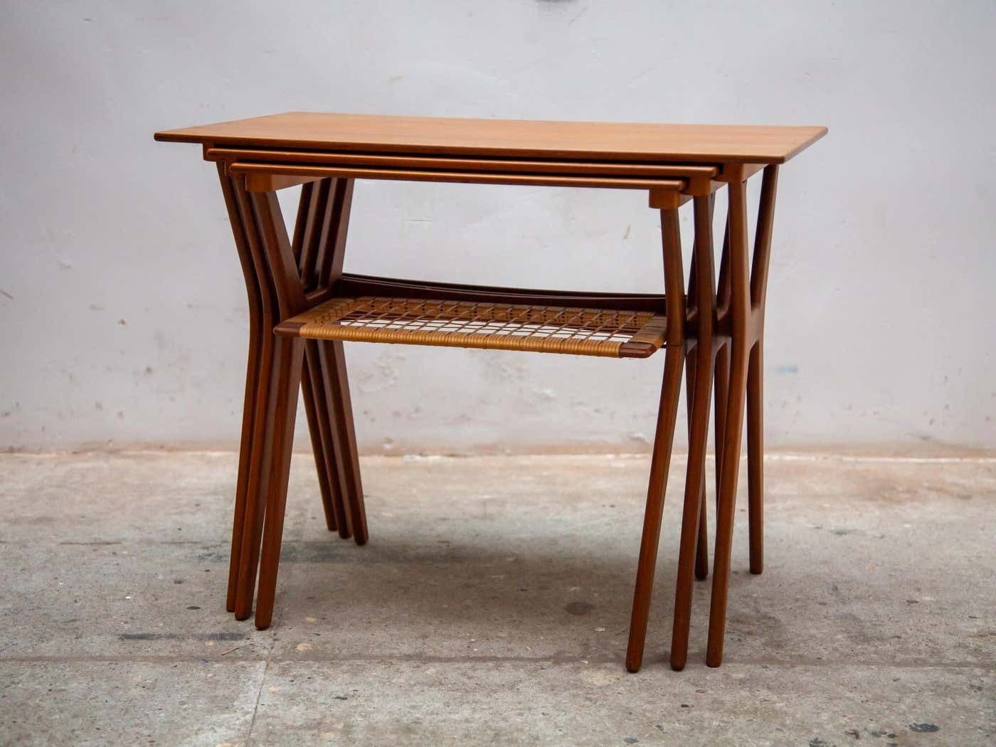 Set Of Three Nesting Tables Designed By Johannes Andersen For Silkeborg, 1960s photo furniture
