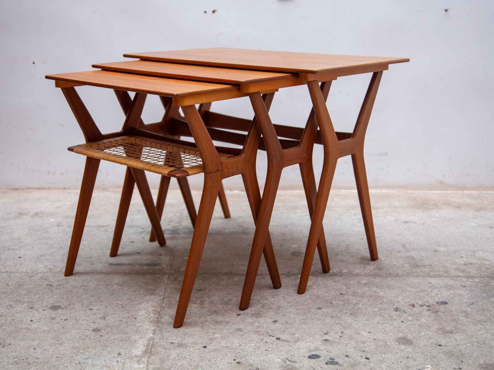 Set Of Three Nesting Tables Designed By Johannes Andersen For Silkeborg, 1960s photo vinterior