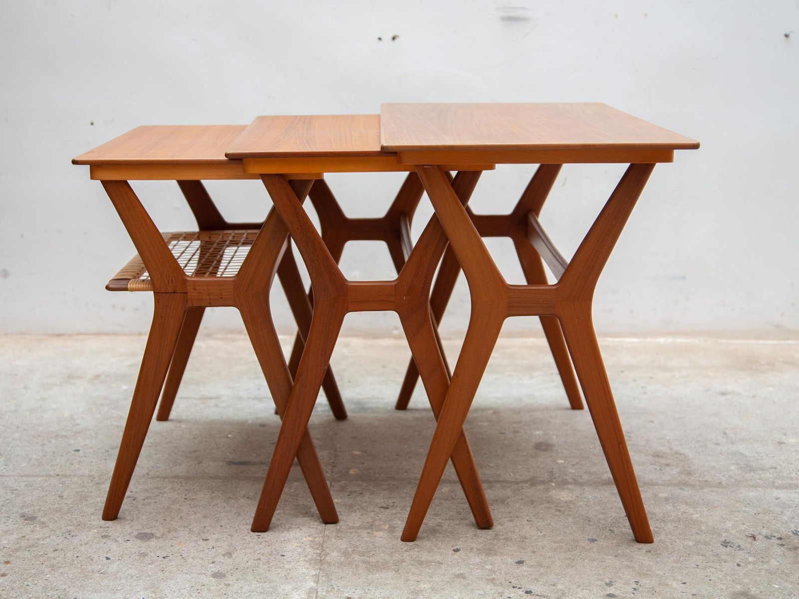 Set Of Three Nesting Tables Designed By Johannes Andersen For Silkeborg, 1960s photo vintage