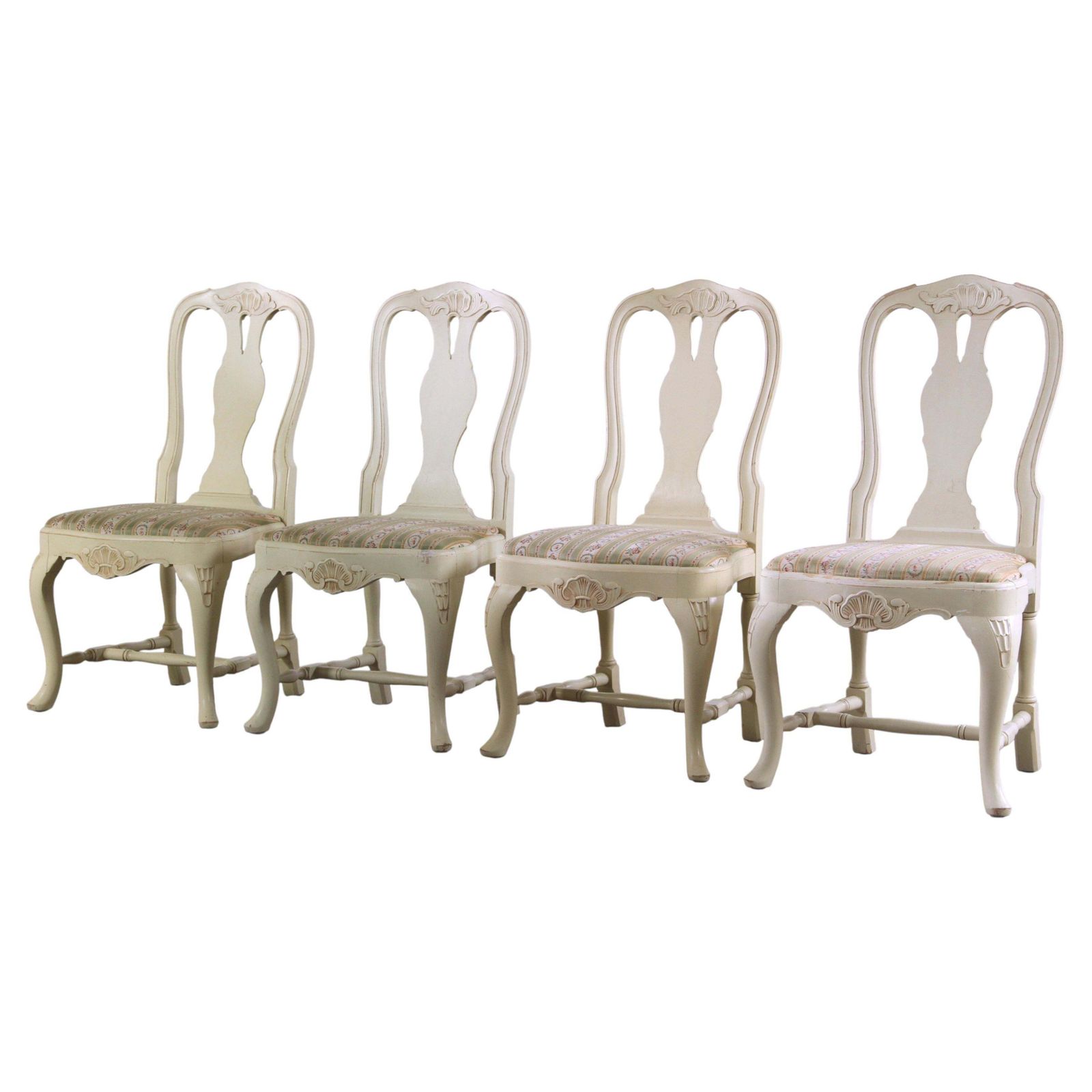 Vintage Set Of 4 Swedish "Conservatory" Rococo Style Louis XV Chairs, Early 1900