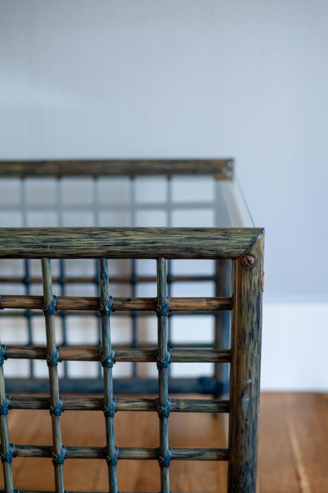 photo furniture Set Of 3 Nesting Bamboo Tables With Glass Top By Gallotti & Radice   Italy, 1970s