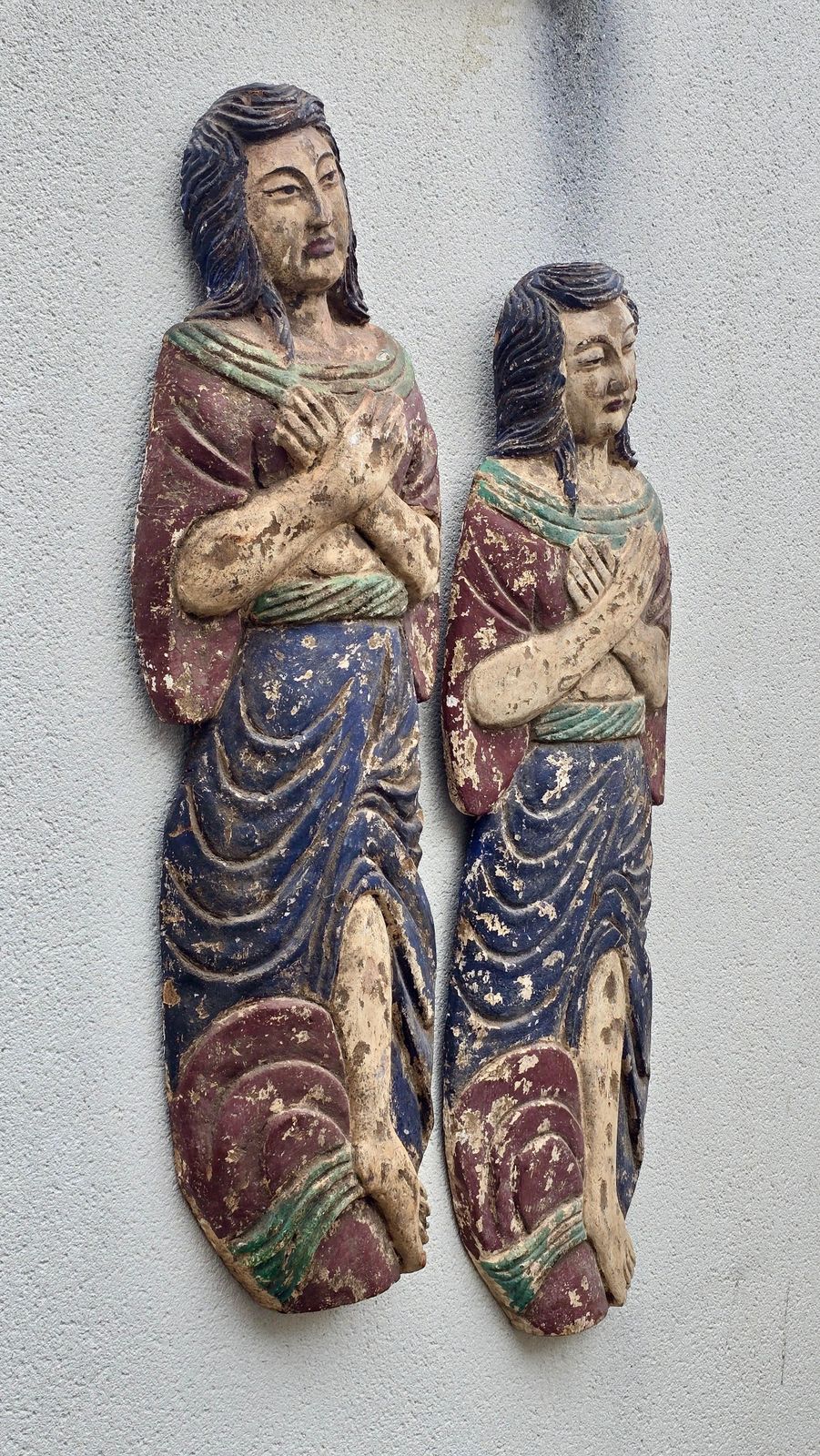 Rare Pair 18th Century Polychrome Wood Dummy Boards, Chinoiserie photo buy