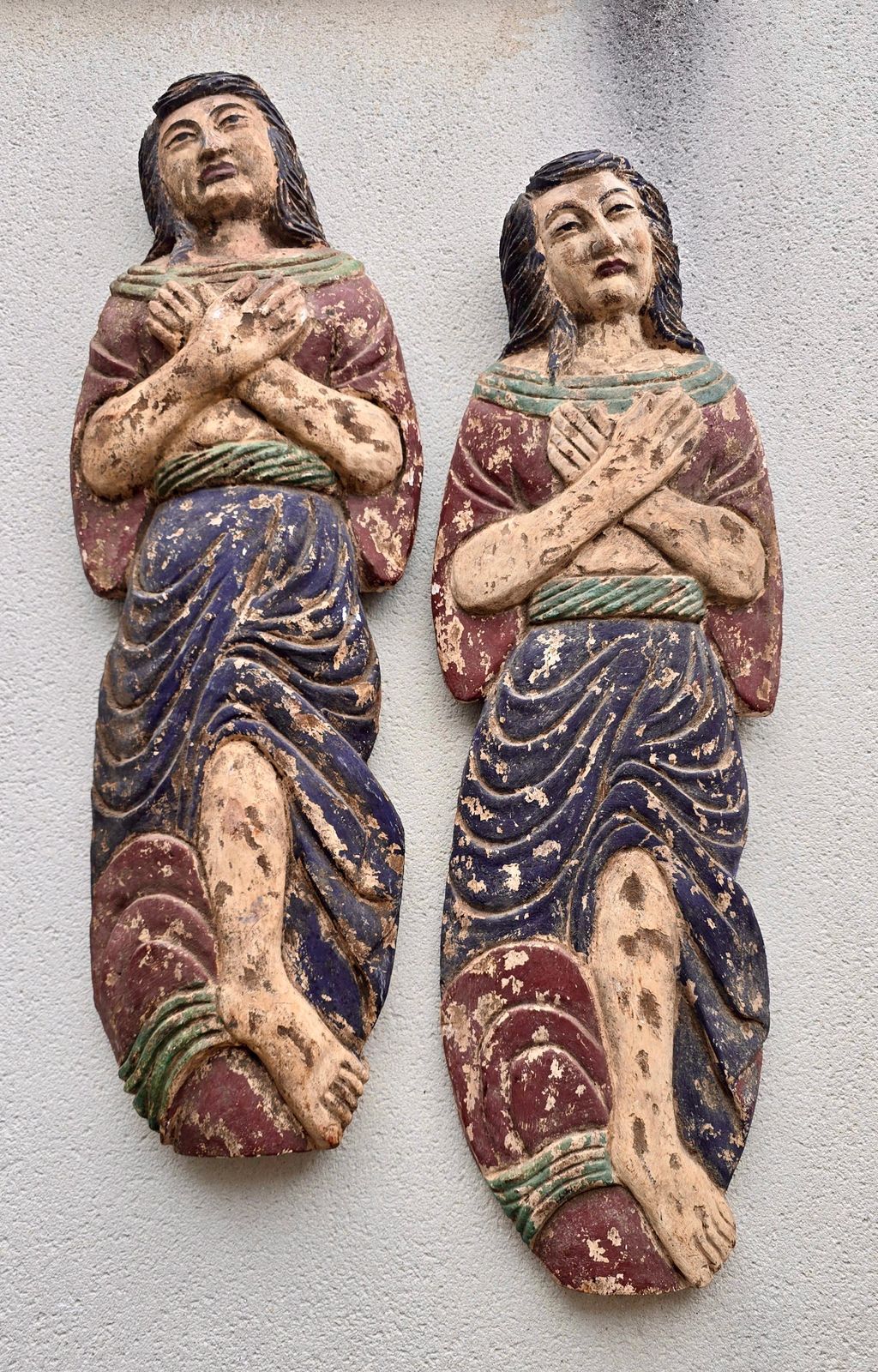 photo furniture Rare Pair 18th Century Polychrome Wood Dummy Boards, Chinoiserie