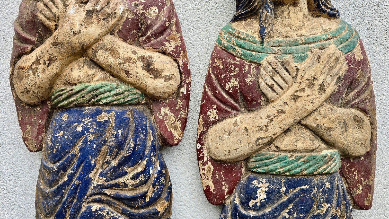 photo vinterior Rare Pair 18th Century Polychrome Wood Dummy Boards, Chinoiserie