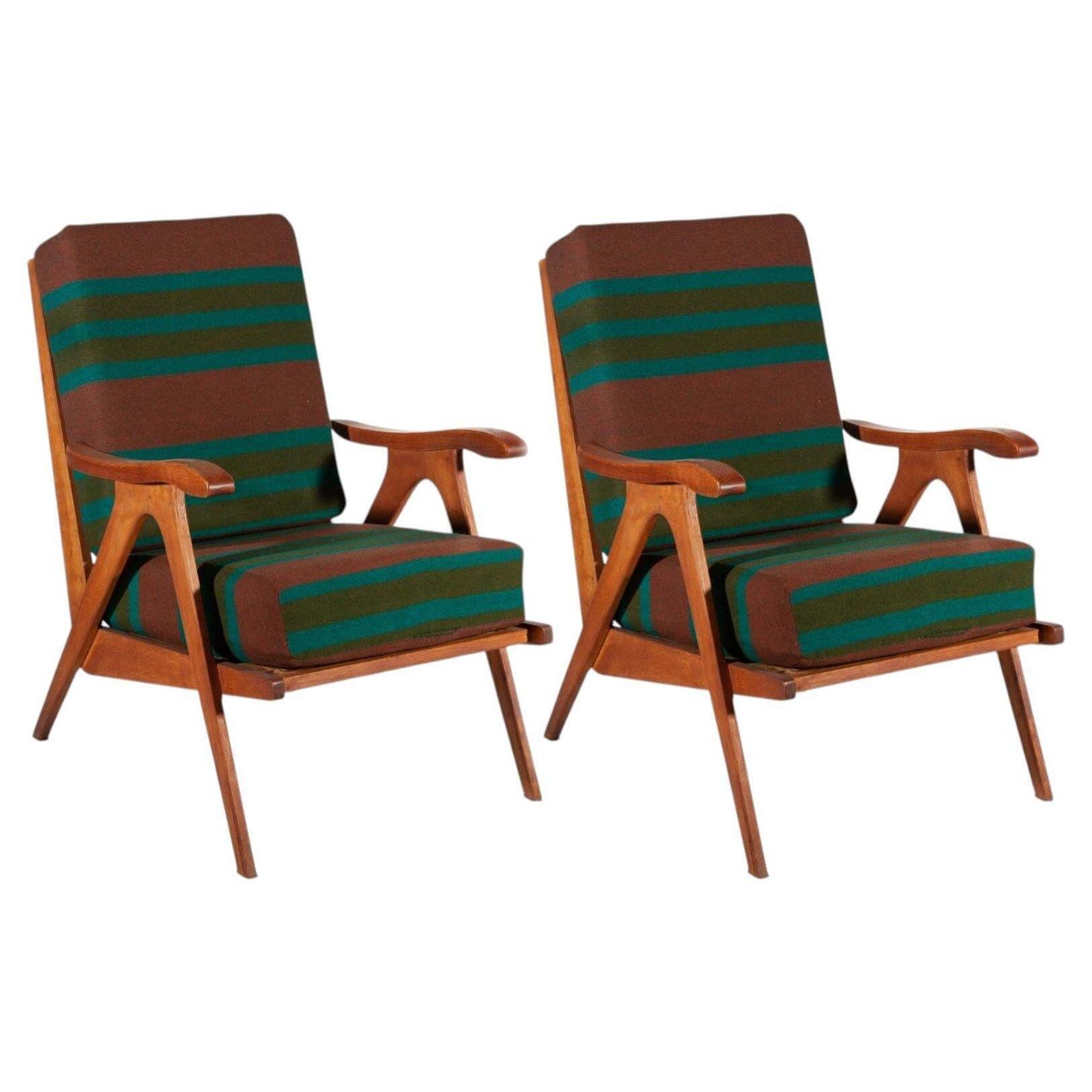 1950 Midcentury Modern Rob Parry Set Of Two Teak Lounge Chairs