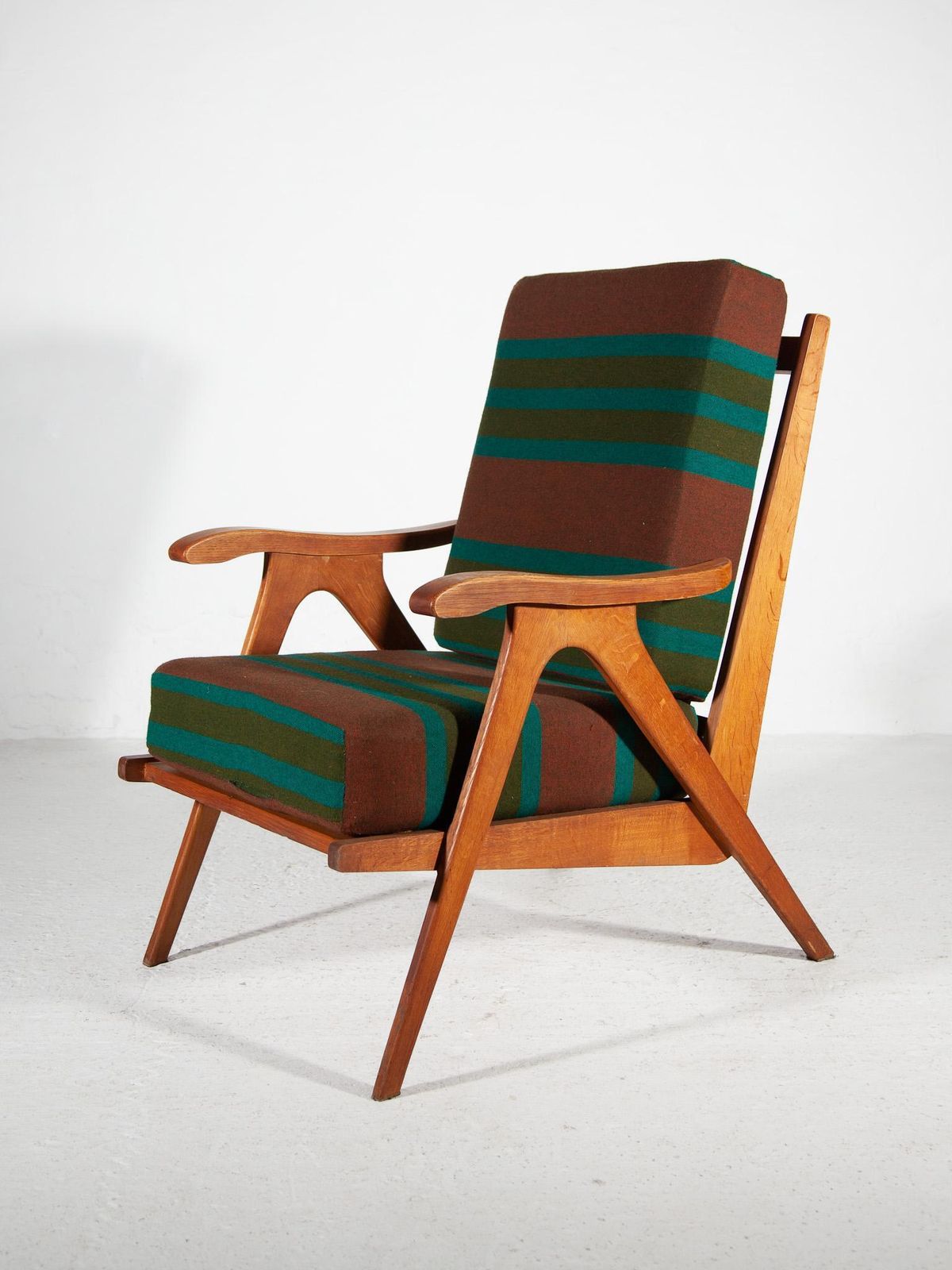 photo for sale 1950 Midcentury Modern Rob Parry Set Of Two Teak Lounge Chairs