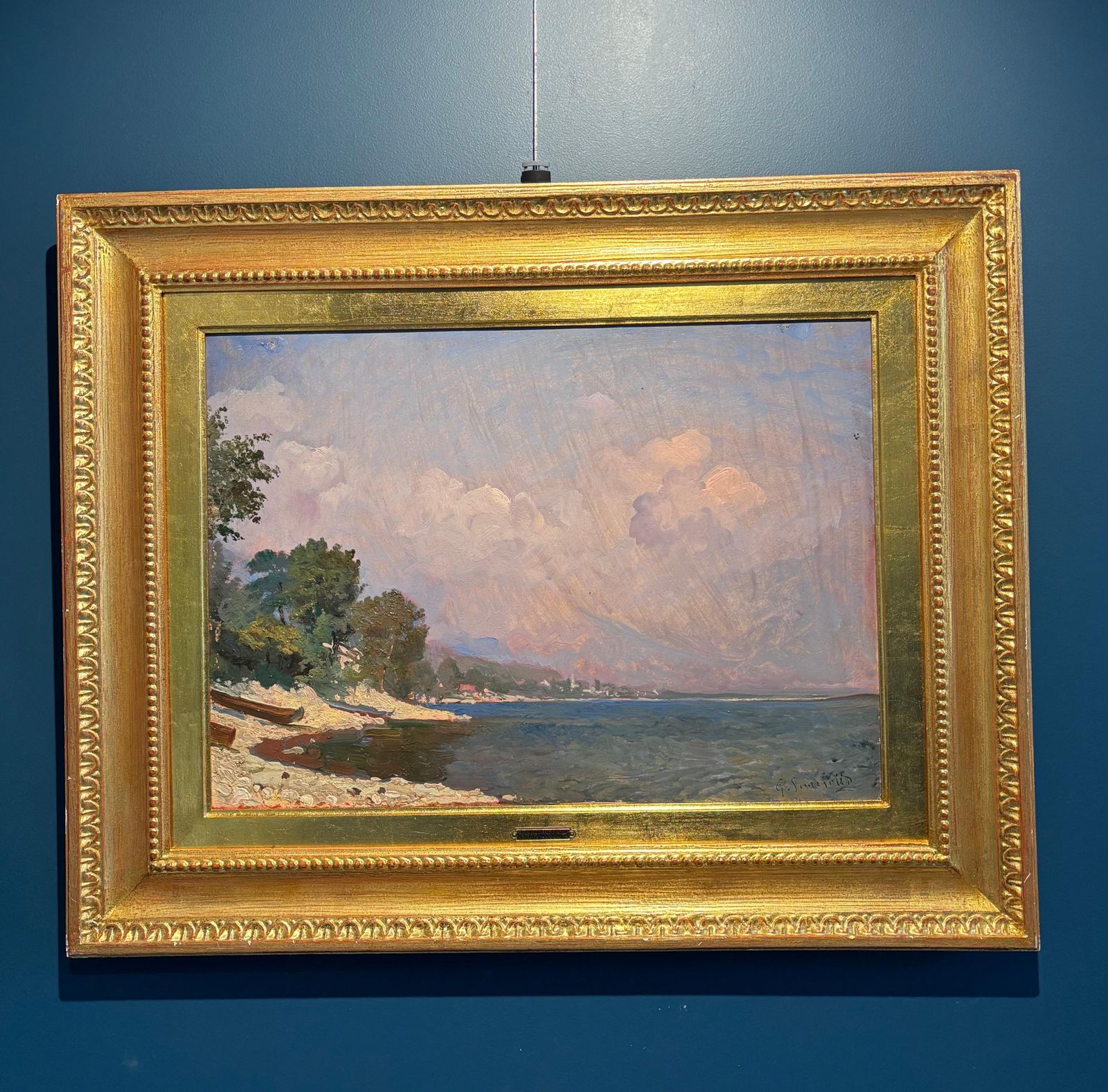 Giovanni Guarlotti" Il Lago Maggiore " Italia Olio Su Cartone Cm. 53 X 39 19101910 photo for sale