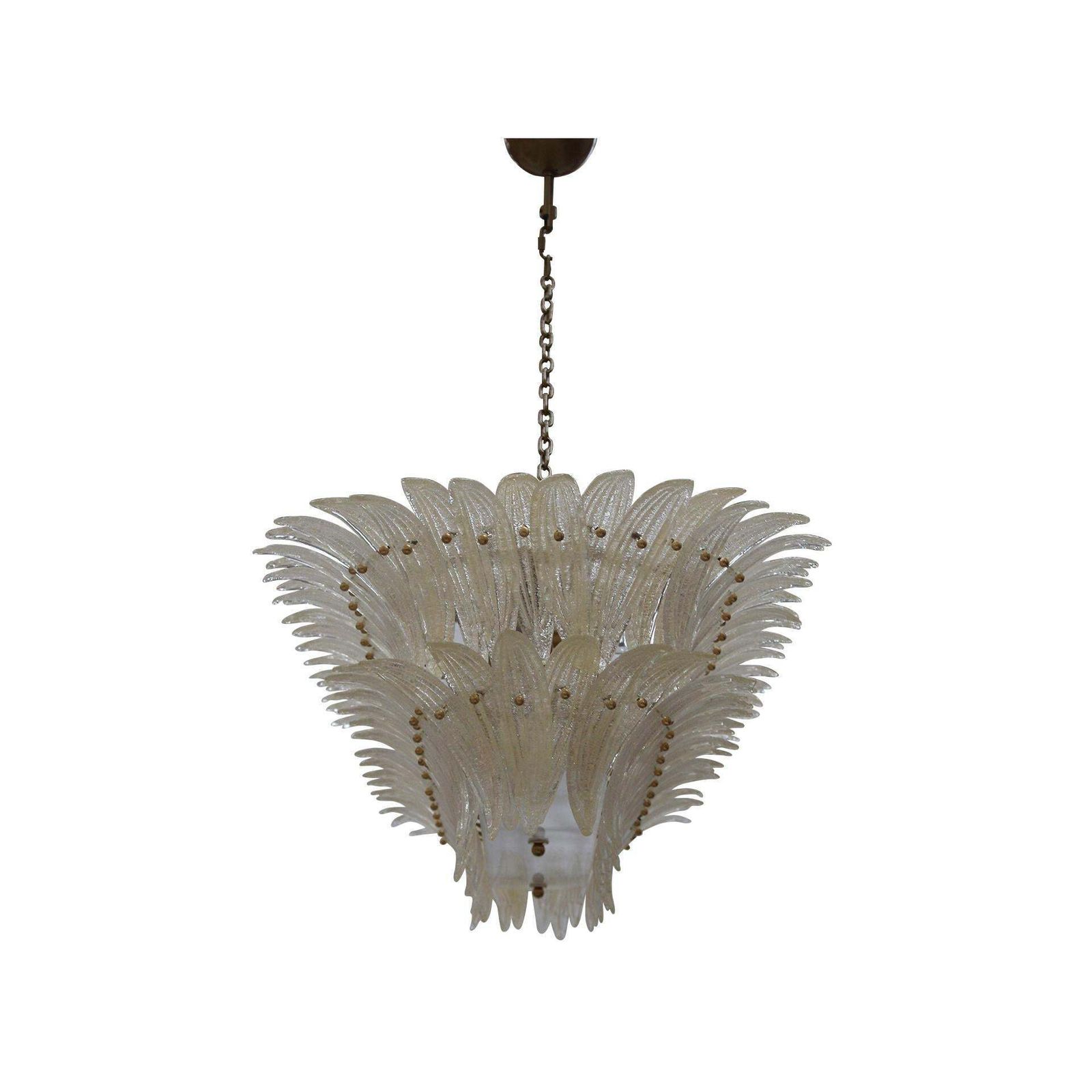 Mid Century Style Transparent Murano Glass And Brass Italian Suspension Lamp photo Lighting