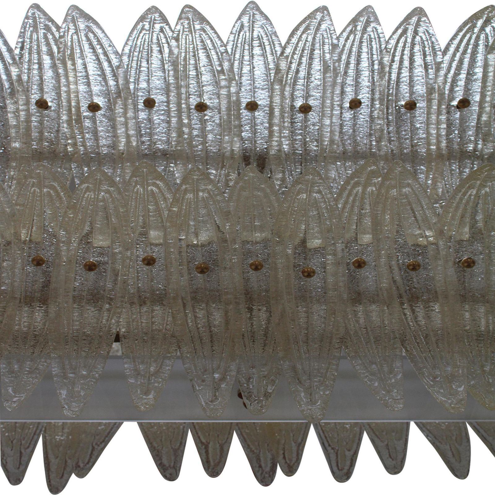 photo for sale Mid Century Style Transparent Murano Glass And Brass Italian Suspension Lamp