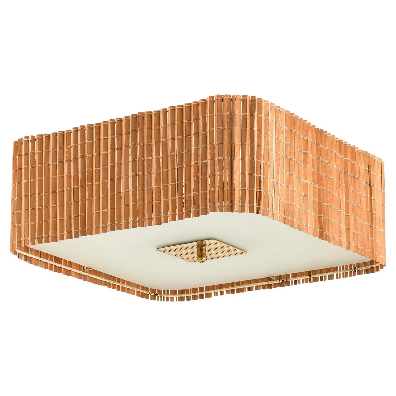 Ceiling Lamp In Brass And Glass By Paavo Tynell, 1940s