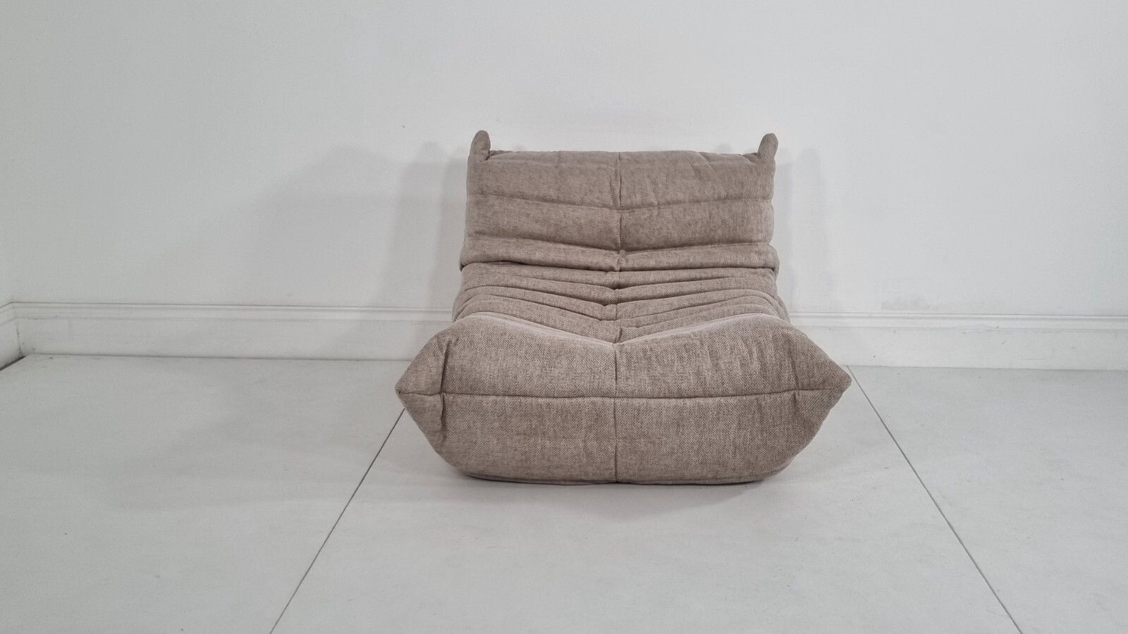 Ligne Roset Togo Chair In Cream/Honey Woven Fabric In Excellent Condition photo furniture