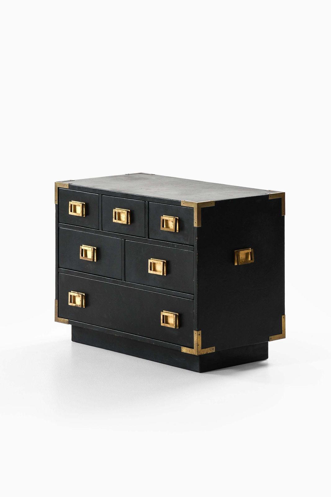 Rare Freestanding Bureau In Brass And Leather By Ove Feuk, 1960s photo furniture