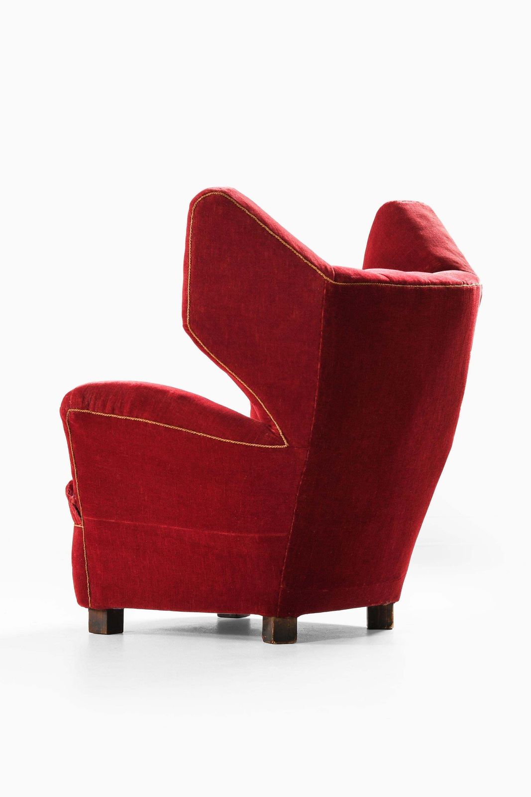 Rare Large Wingback Easy Chair In Fabric And Oak, 1930s photo vinterior