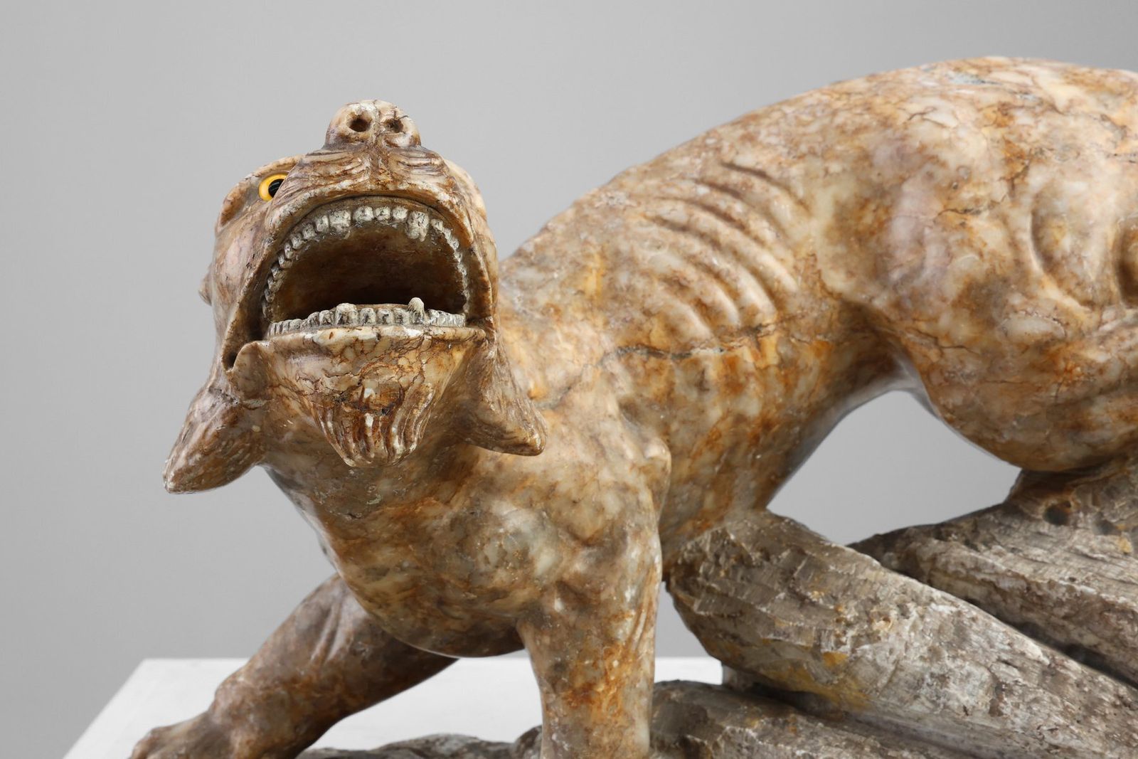 Belgian Artist, Large Statue Of A Lynx, 1960s, Marble photo 1254.0