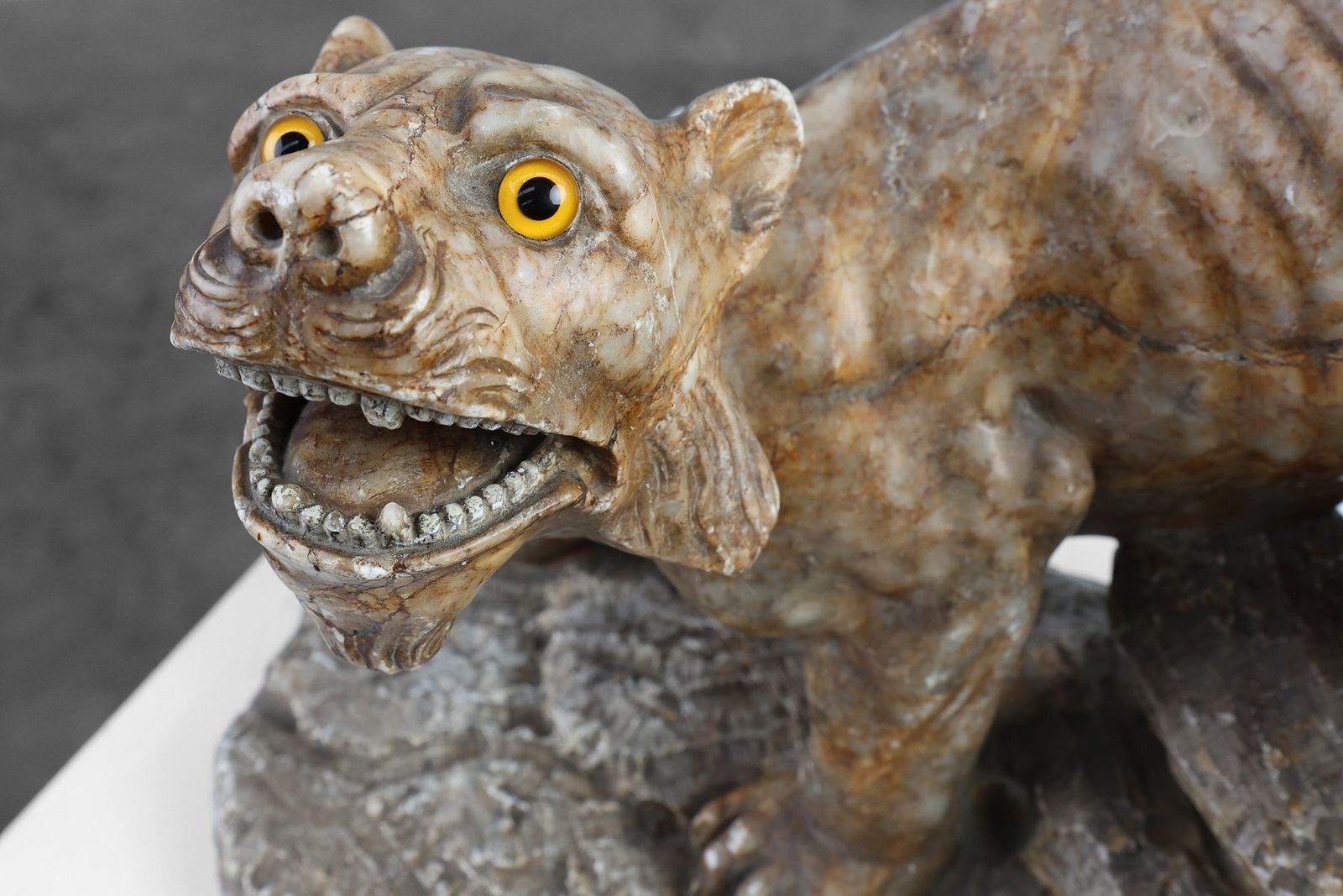 photo for sale Belgian Artist, Large Statue Of A Lynx, 1960s, Marble