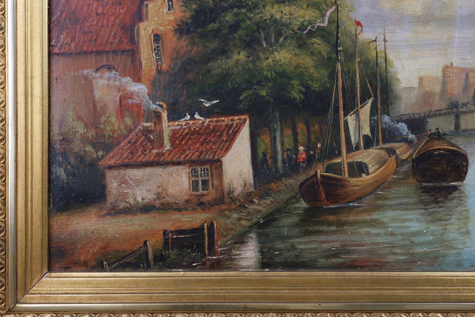 Belgian Artist, River Landscape With Sailboats, 1850s, Oil On Canvas photo 1306.0