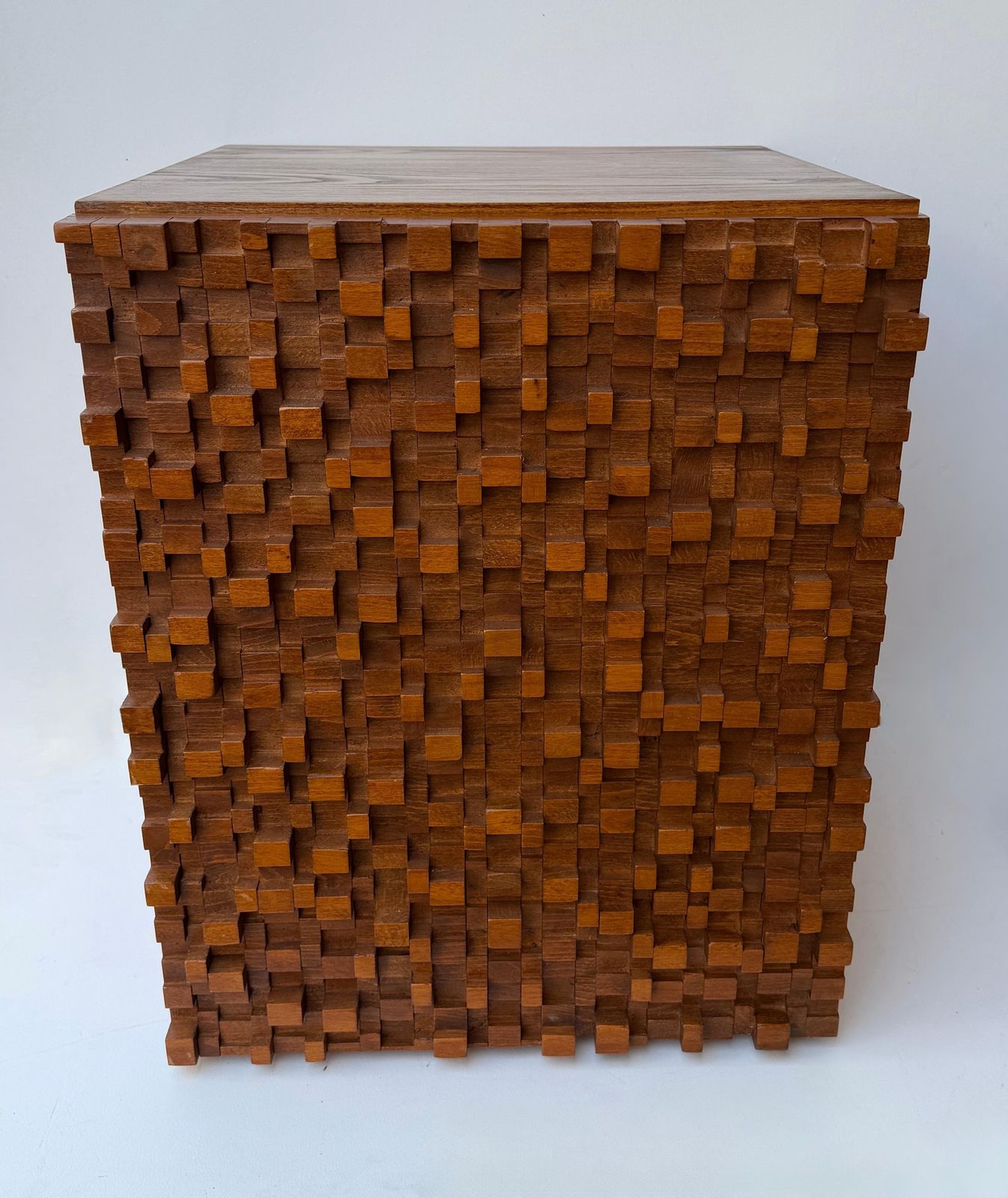 Contemporary Pair Of Wood Marquetry Cube Bedside Tables. Italy photo 6094.0