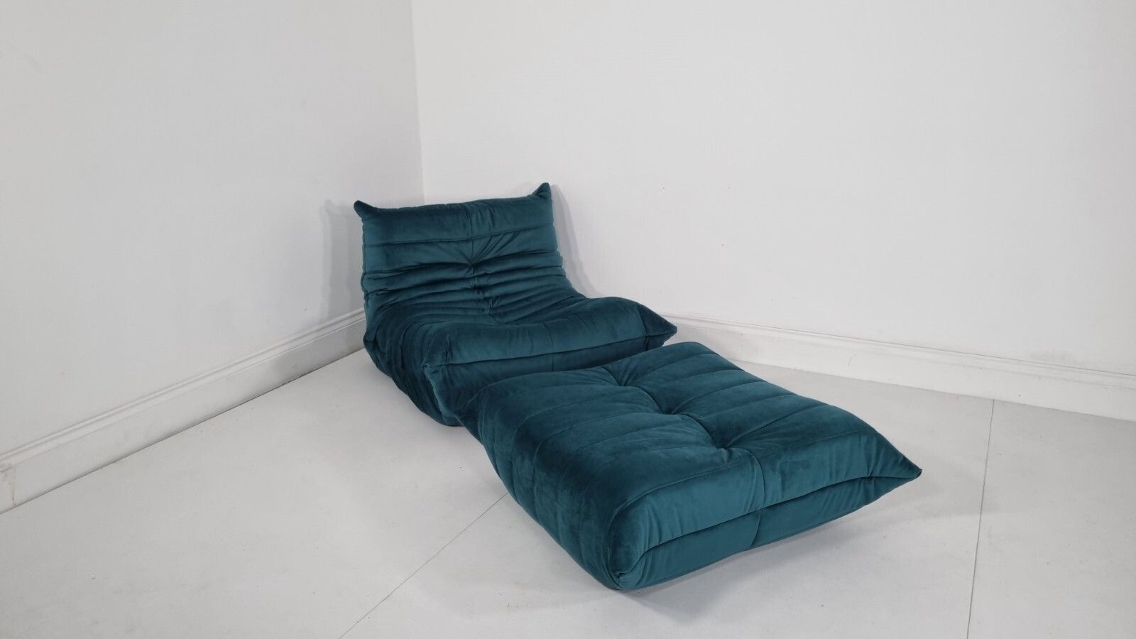 Ligne Roset Togo Chair And Footstool In Teal Velvet Immaculate Condition photo Furniture