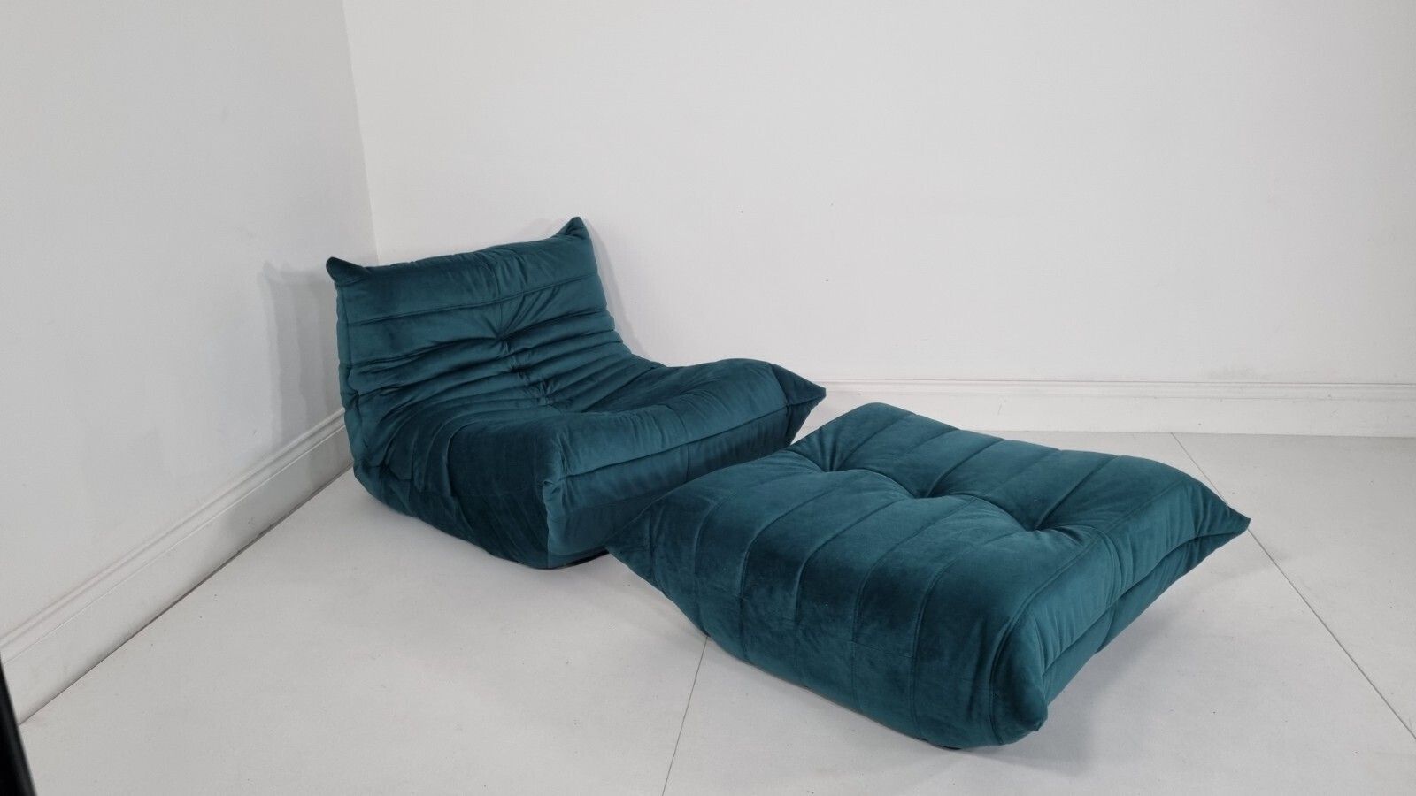Ligne Roset Togo Chair And Footstool In Teal Velvet Immaculate Condition photo 2580.0