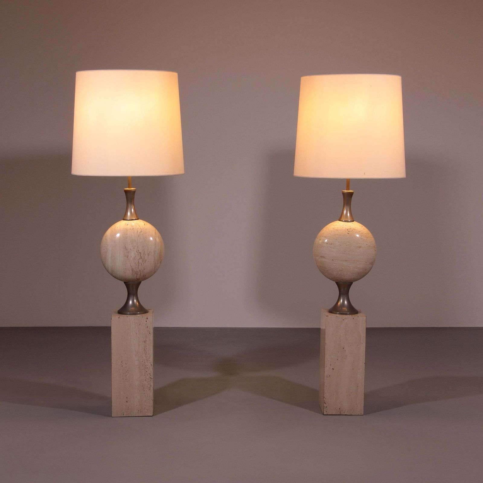 Travertine Floor Lamp By Philippe Barbier For Maison Barbier Monumental Piece 70 photo for sale
