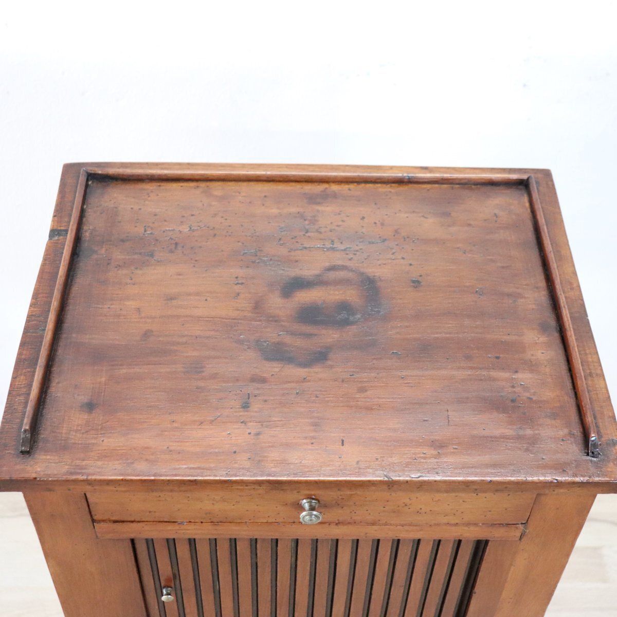 1281.0 Antique Walnut Nightstand With Shutter Door, 1800s photo