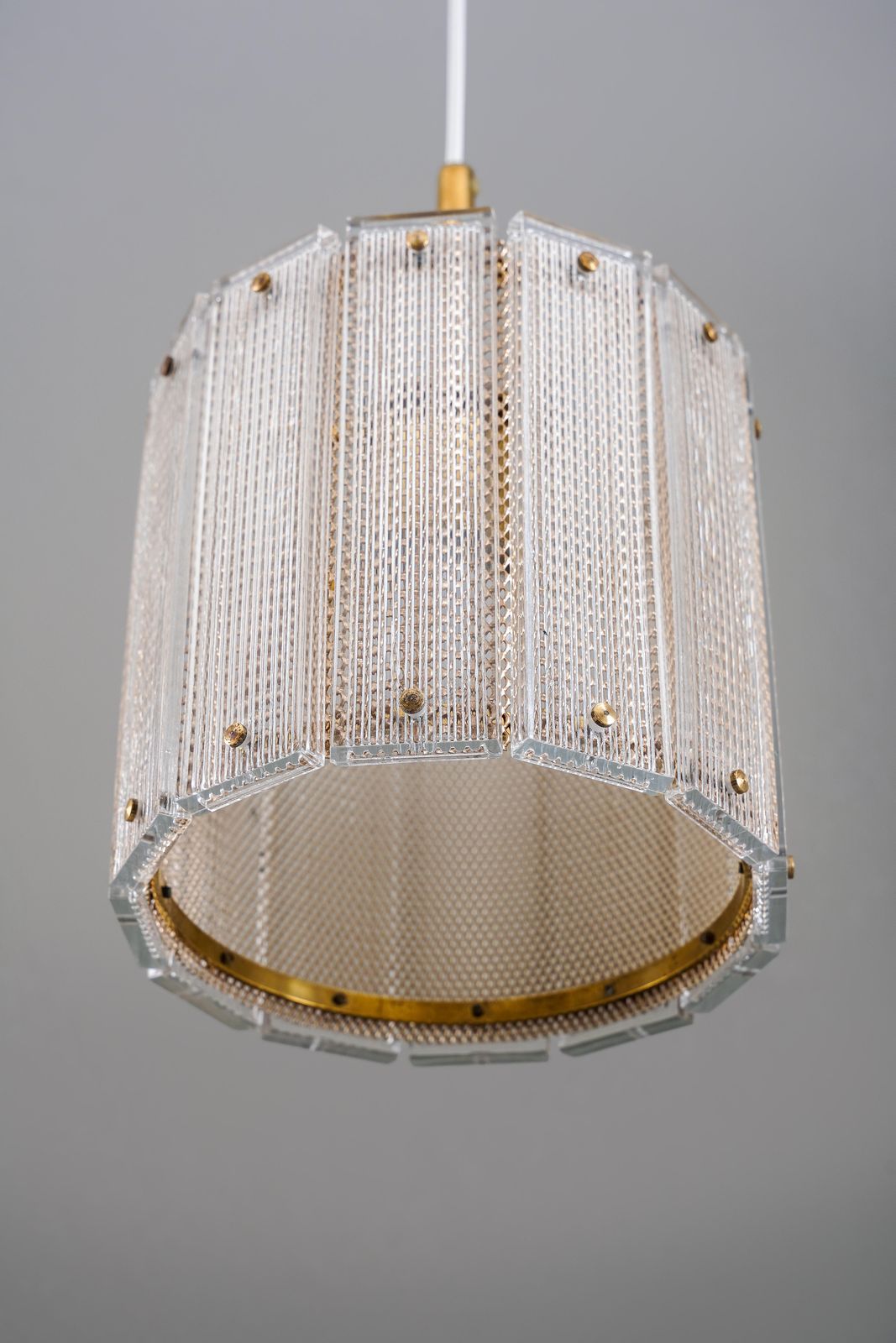 Pair Of Glass And Brass Pendants By Falkenbergs Belysning, Sweden, 1960s photo Lighting