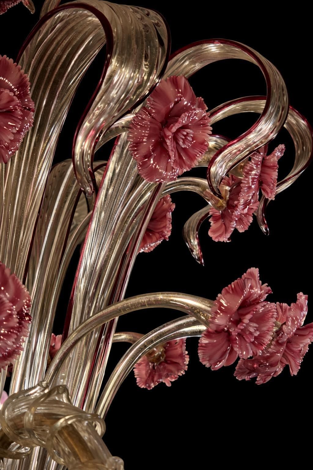 Pair Of Rezzonico Chandeliers Glass Gold Inclusions, Murano photo Lighting