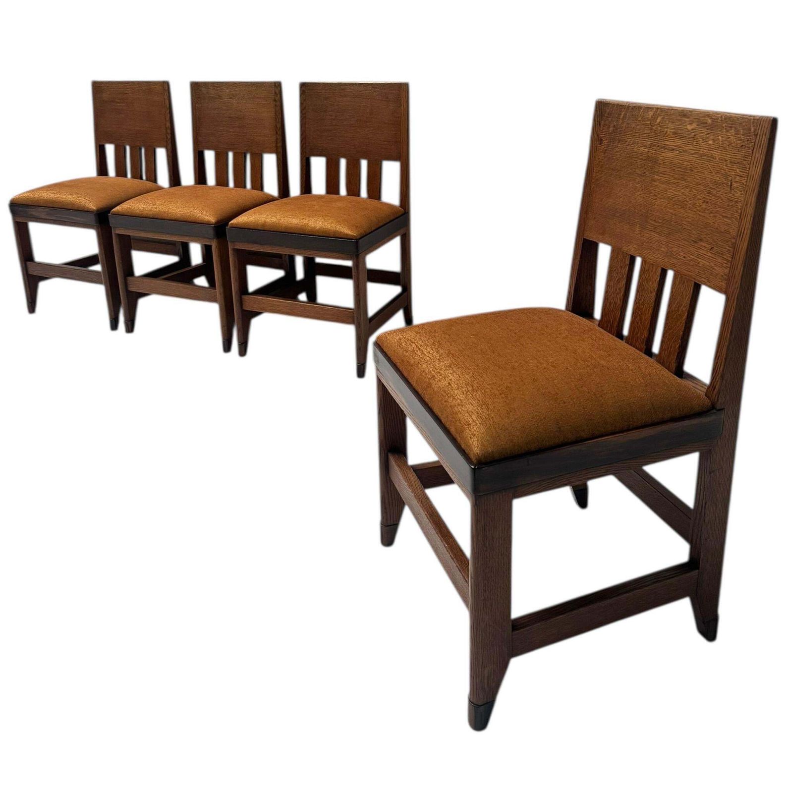 Four Art Deco Modernist Dining Room Chairs By Hendrik Wouda For Pander, 1924 photo for sale