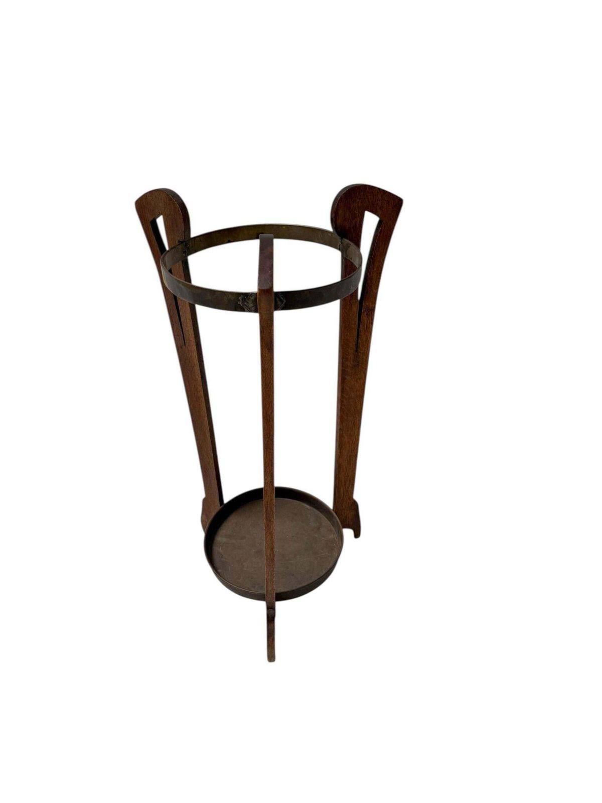 Oak And Brass Arts & Crafts Umbrella Stand, 1900s photo for sale