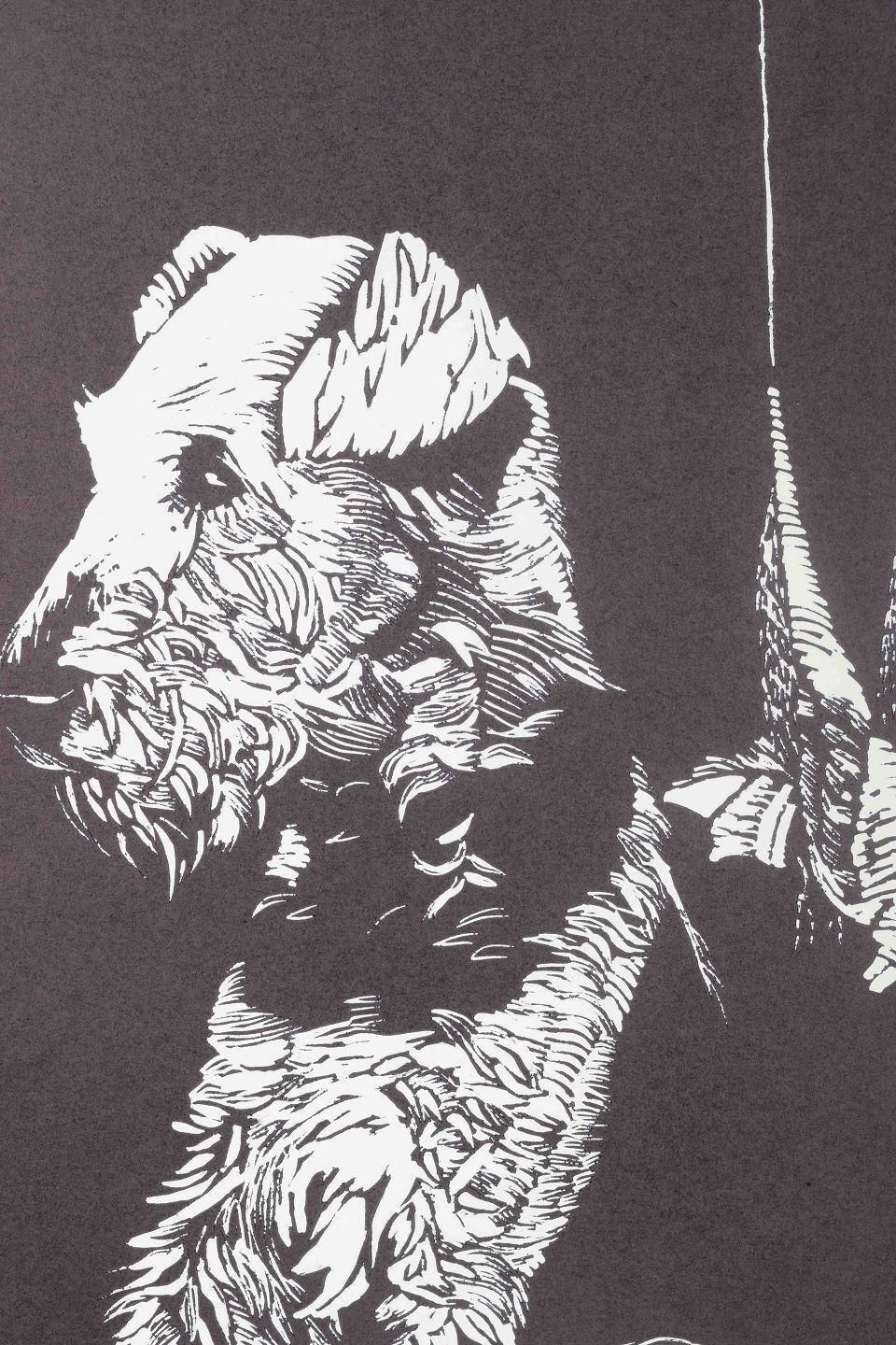 Birthe Kronkvist. Color Lithograph With Dog And Game. 1979. photo for sale