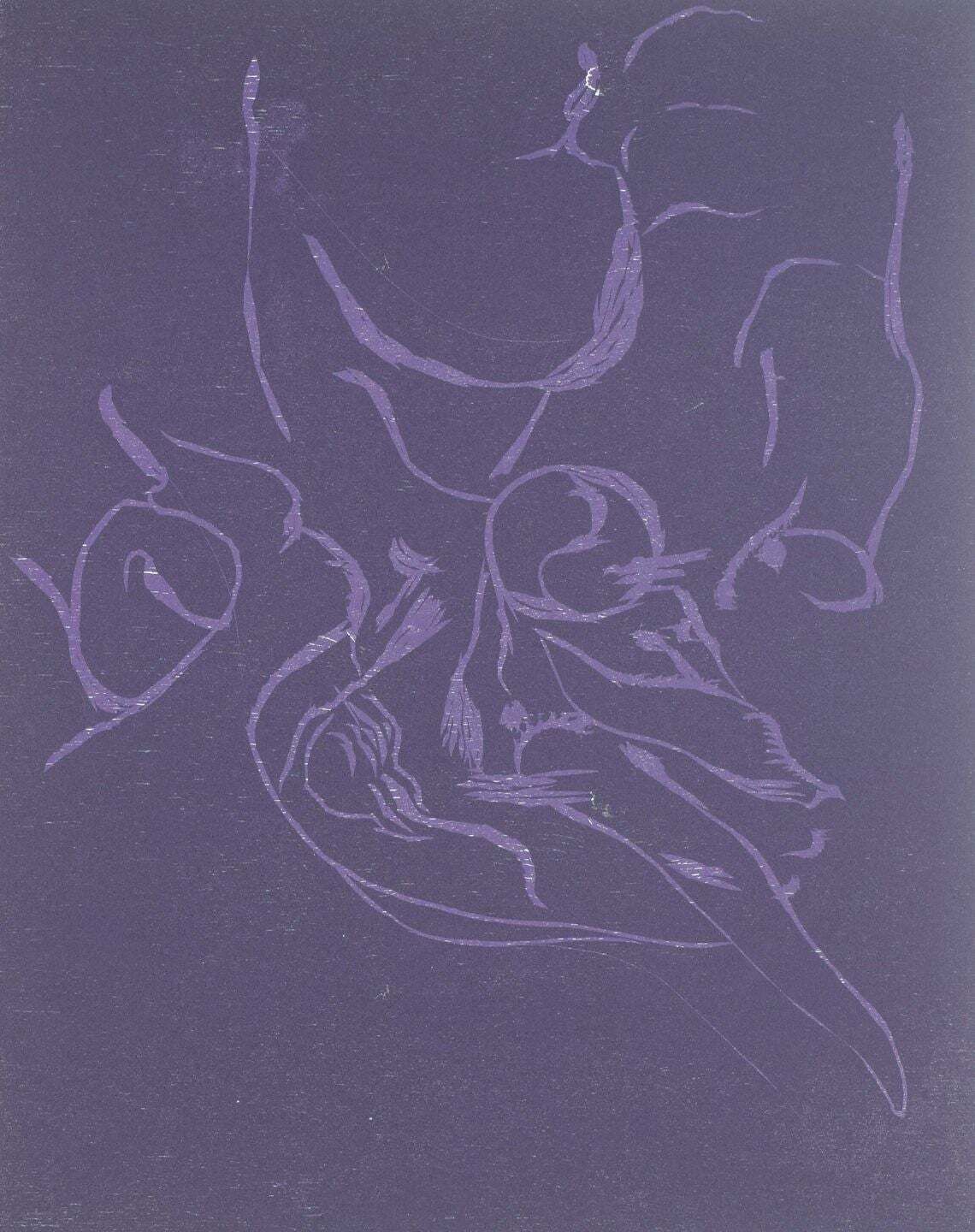 Jørgen Haugen Sørensen. Woodcut On Paper. Abstract Composition In Violet Tones.