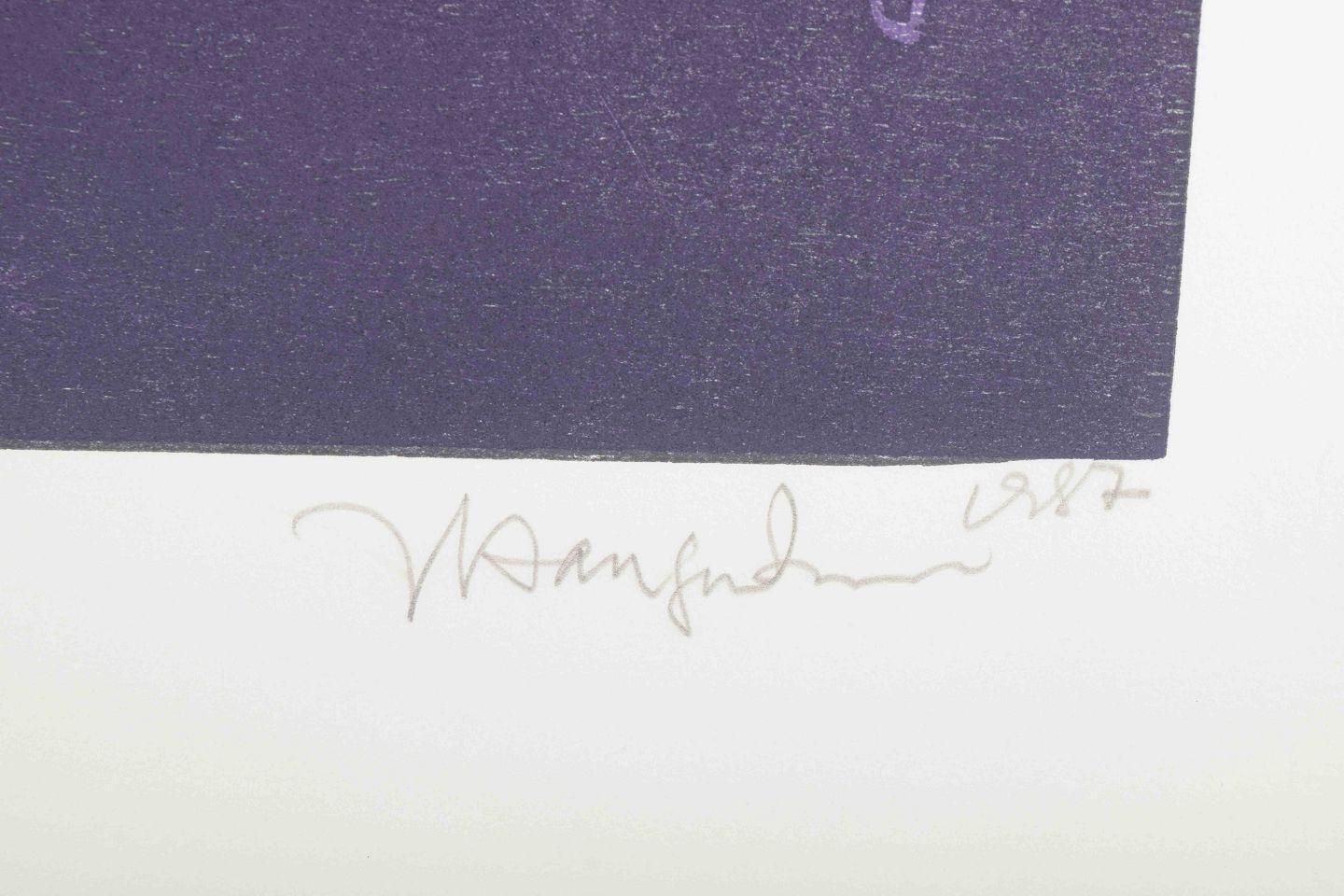 Jørgen Haugen Sørensen. Woodcut On Paper. Abstract Composition In Violet Tones. photo 229.0