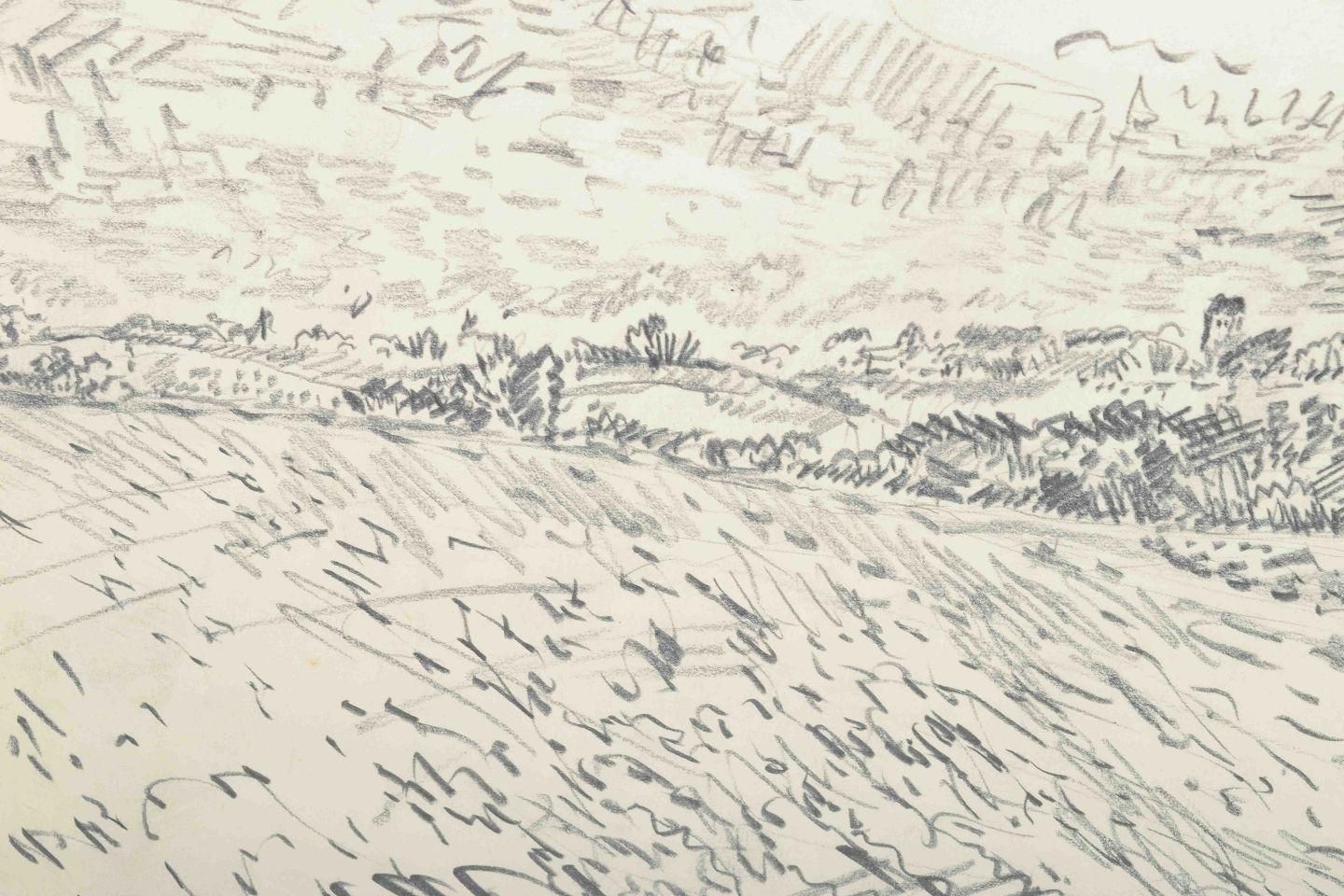 Niels Prip Hansen. Drawing On Paper. Landscape, Vosnæs. 1973 photo for sale