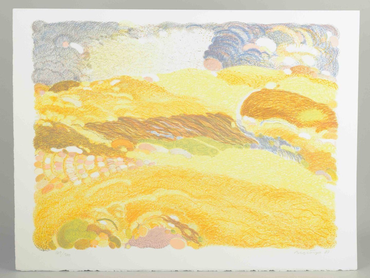 Kristian Begtorp, Danish Artist. Color Lithograph. Lyrical Abstract Landscape. photo furniture