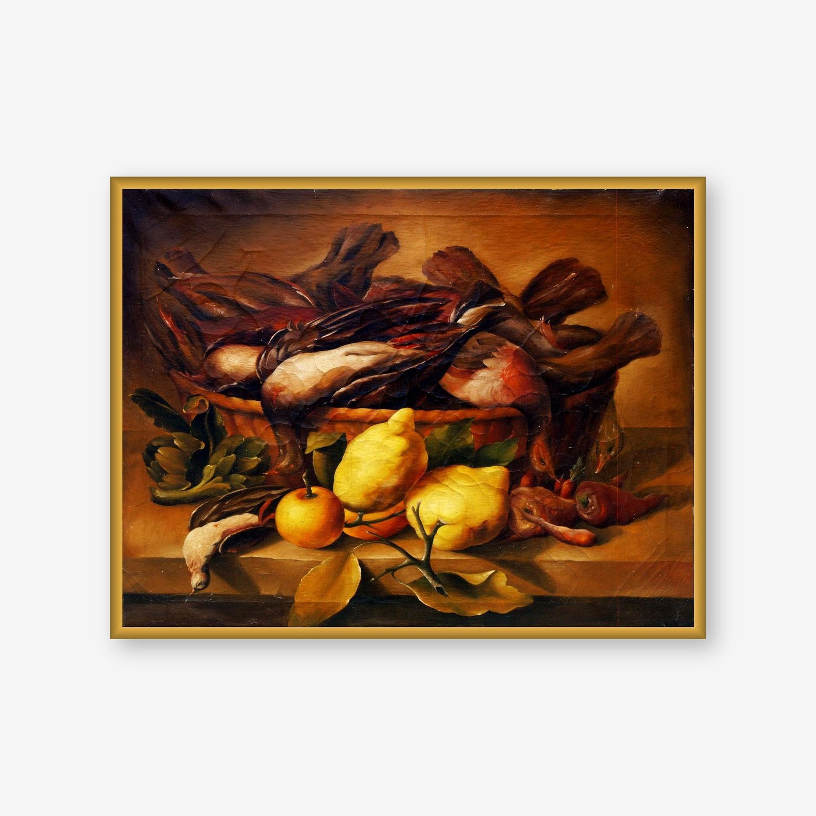 Set Of 6 Italian Neapolitan Still Life Paintings, 19th Century Oil On Canvas photo vintage