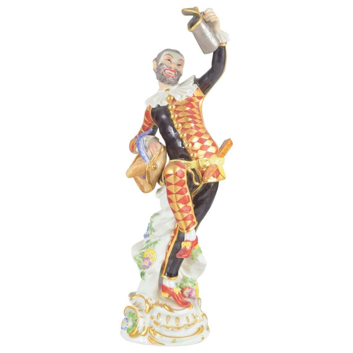 Meissen. Porcelain Figure Of “Harlequin” In A Classic Commedia Dell’arte Costume