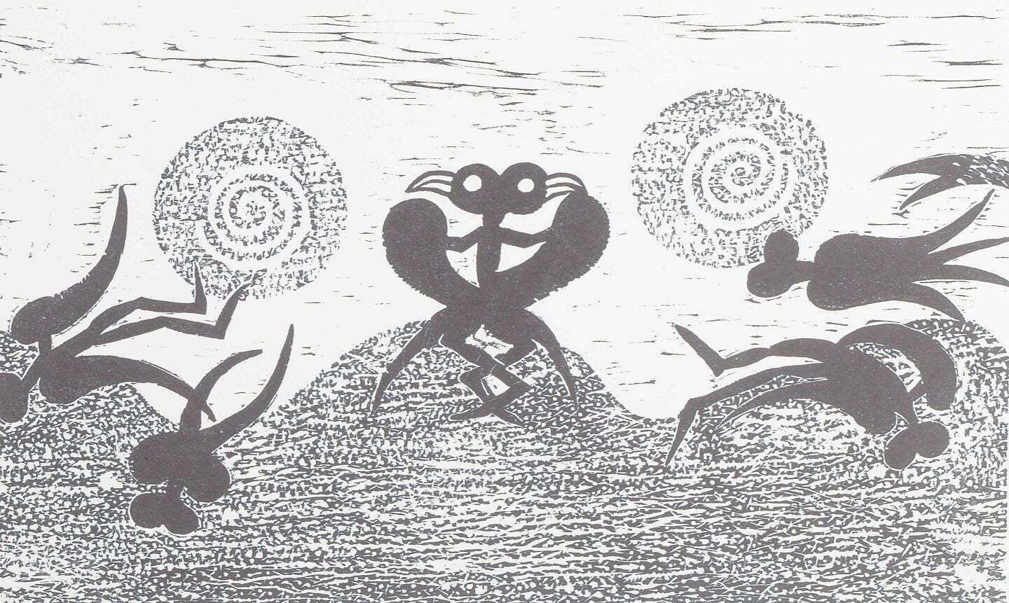 Mogens Zieler. Serigraphy On Paper. Fantastic Landscape With Surreal Figures.