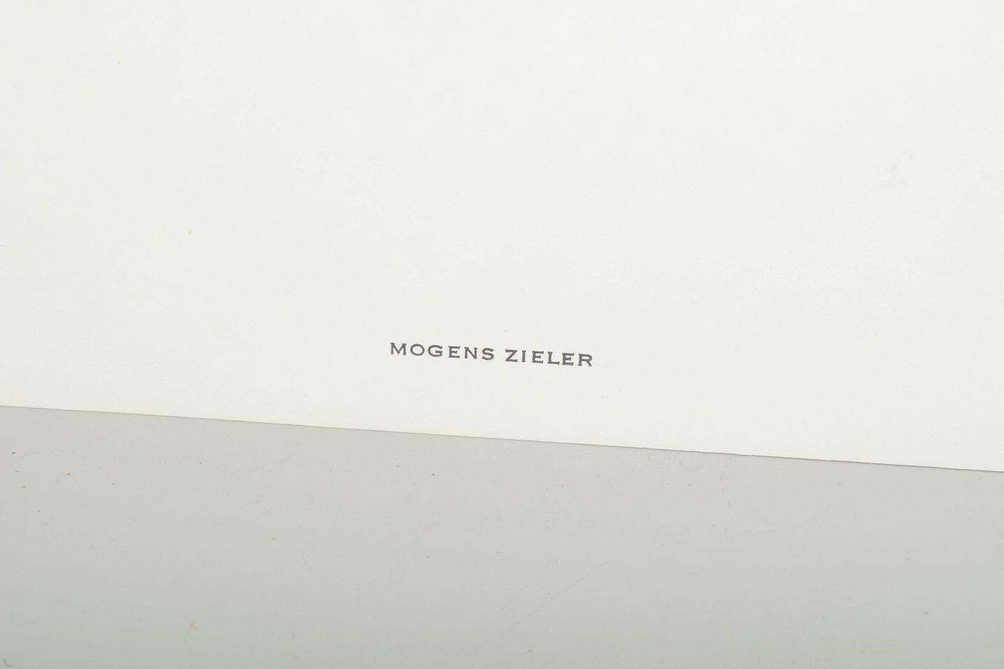 Mogens Zieler. Serigraphy On Paper. Fantastic Landscape With Surreal Figures. photo 183.0
