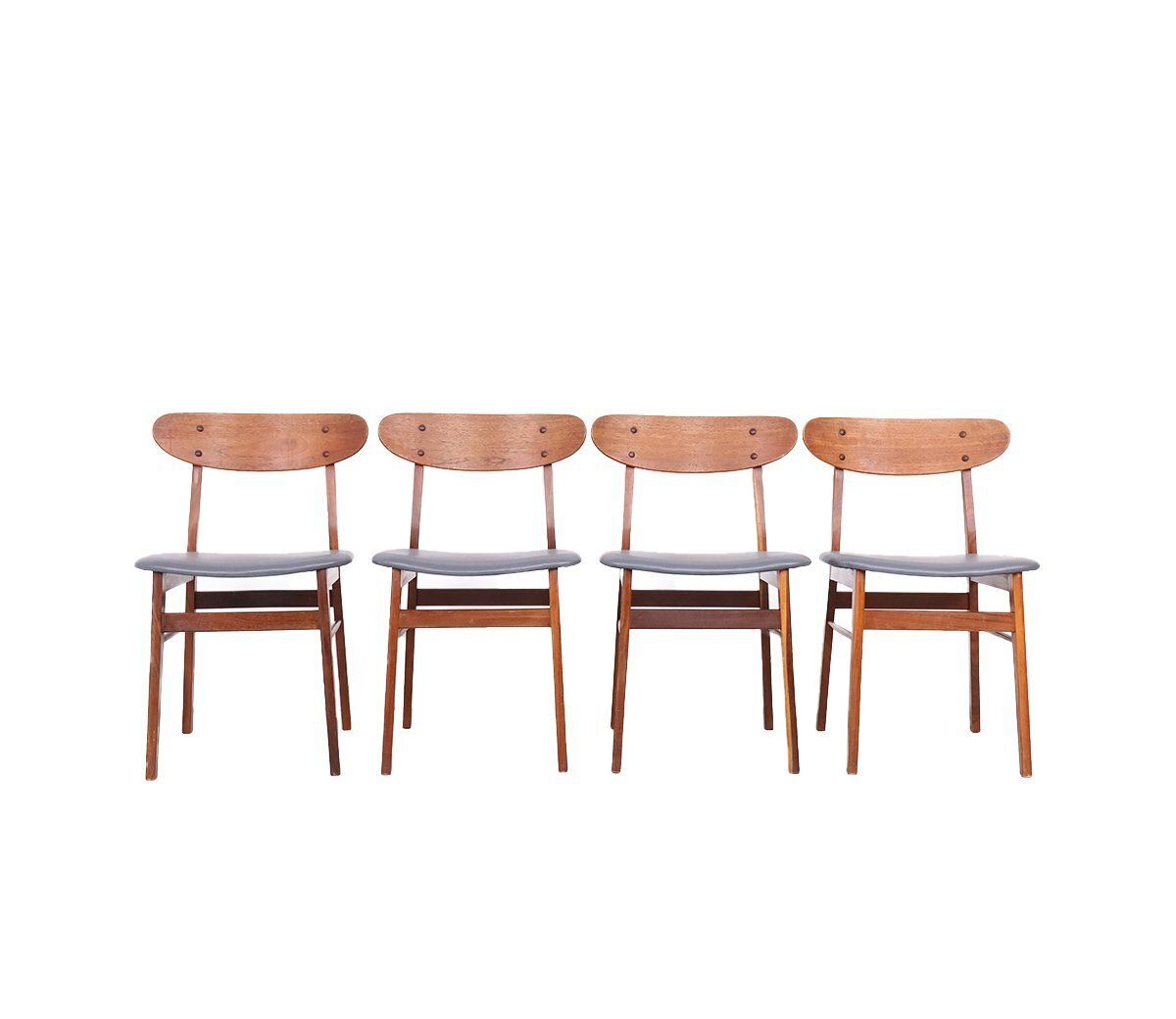 1306.0 Teak Chairs With Grey Faux Leather From Farstrup Møbler, 1960s, Set Of 4 photo
