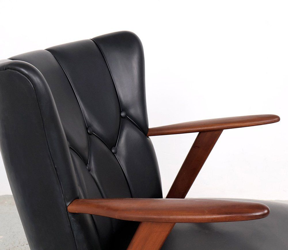 photo furniture Danish Chairs In Teak And Faux Leather From Erhardsen & Andersen, 1960s, Set Of 2