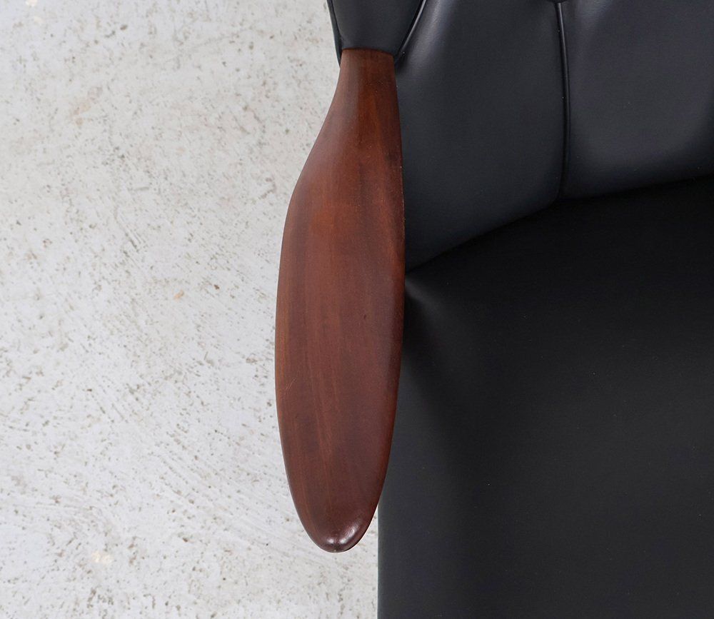 Furniture Danish Chairs In Teak And Faux Leather From Erhardsen & Andersen, 1960s, Set Of 2 photo