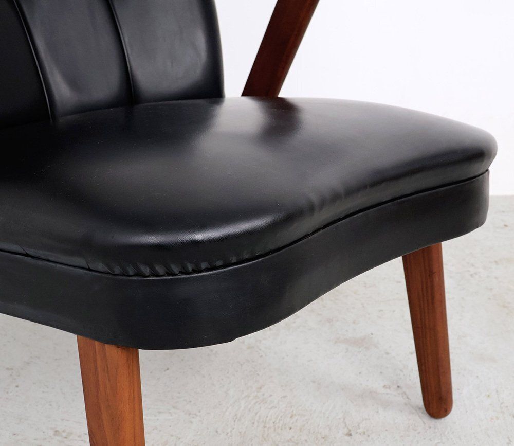 photo buy Danish Chairs In Teak And Faux Leather From Erhardsen & Andersen, 1960s, Set Of 2