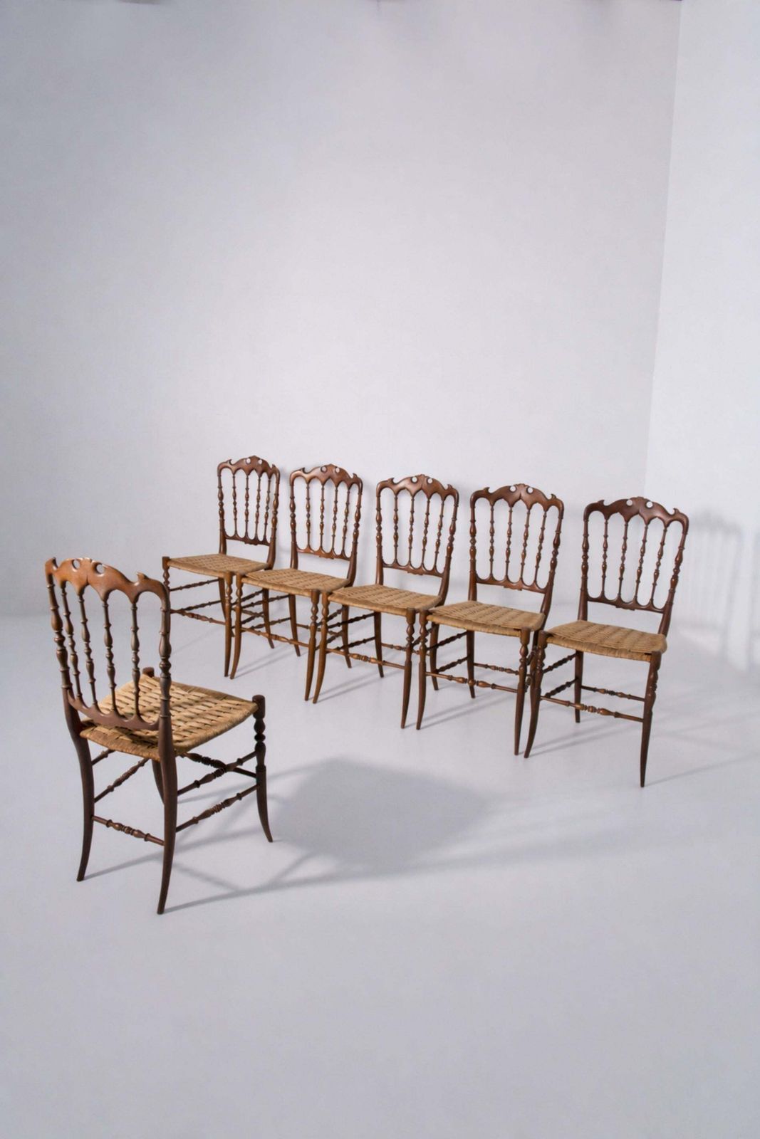Set Of Six Italian Chiavarine Chairs, Umbertino Model With Rope photo furniture