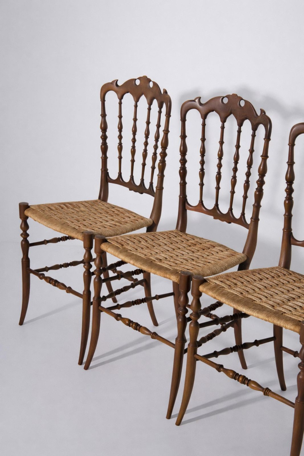 Set Of Six Italian Chiavarine Chairs, Umbertino Model With Rope photo 2665.0