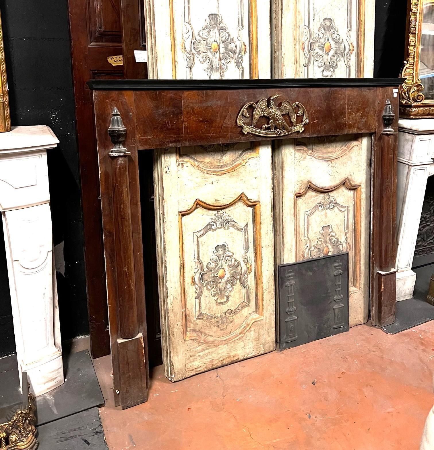 Walnut Empire Frame Fireplace, Panelled With Side Half Columns, Italy photo furniture